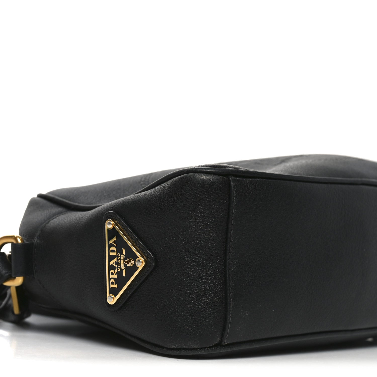 Prada Glace Calfskin Embossed Logo Crossbody Black 8 of 11