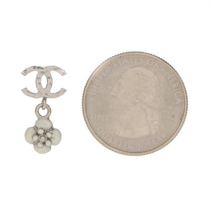 Chanel Enamel CC Camellia Drop Earrings Silver 2 of 3