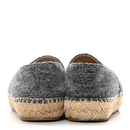 Chanel Tweed Velvet CC Espadrilles 36 Grey Black 6 of 14