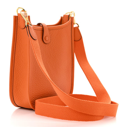 Hermes Taurillon Clemence Evelyne TPM Orange 3 of 11