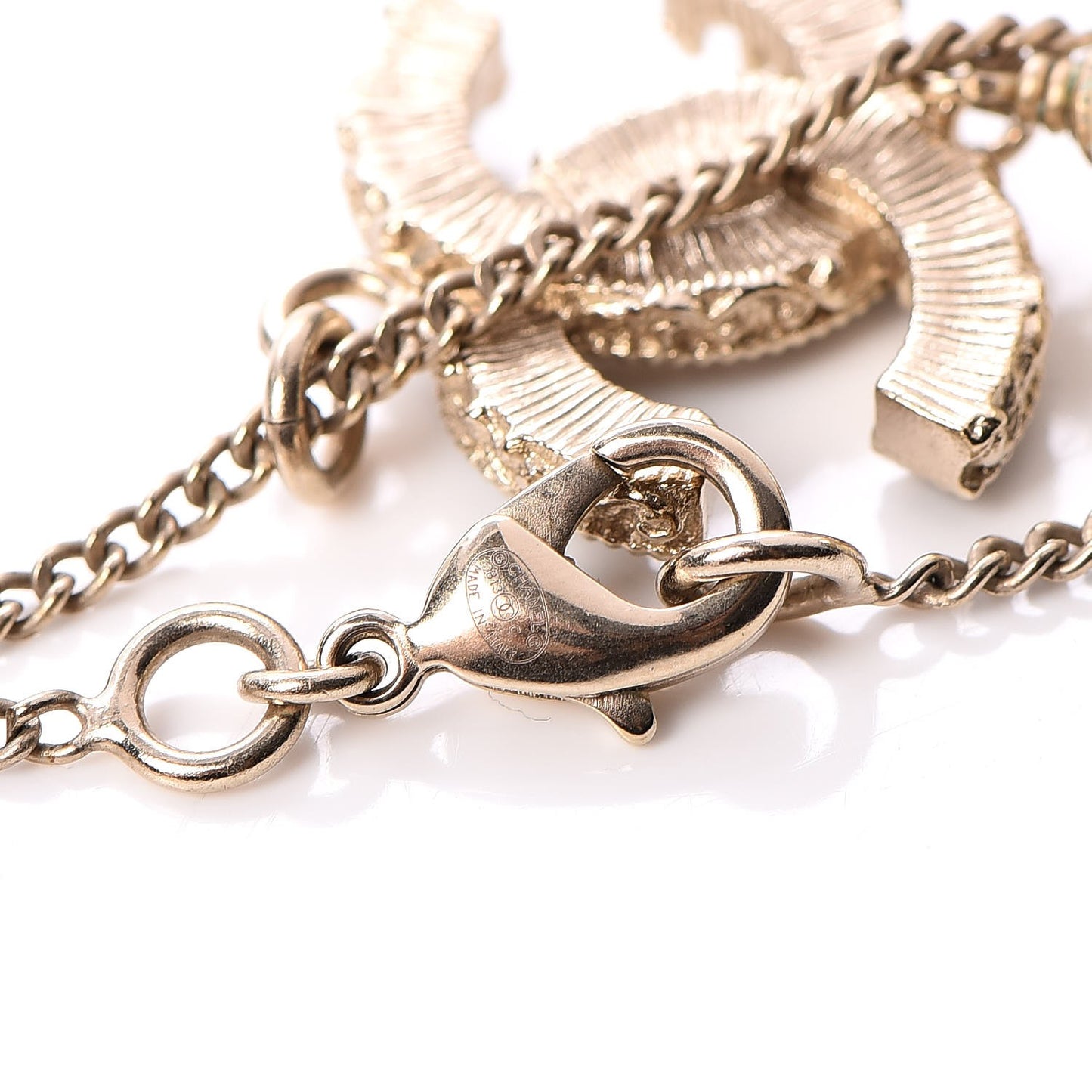 Enamel Pearl CC Baroque Pendant Necklace Black Gold