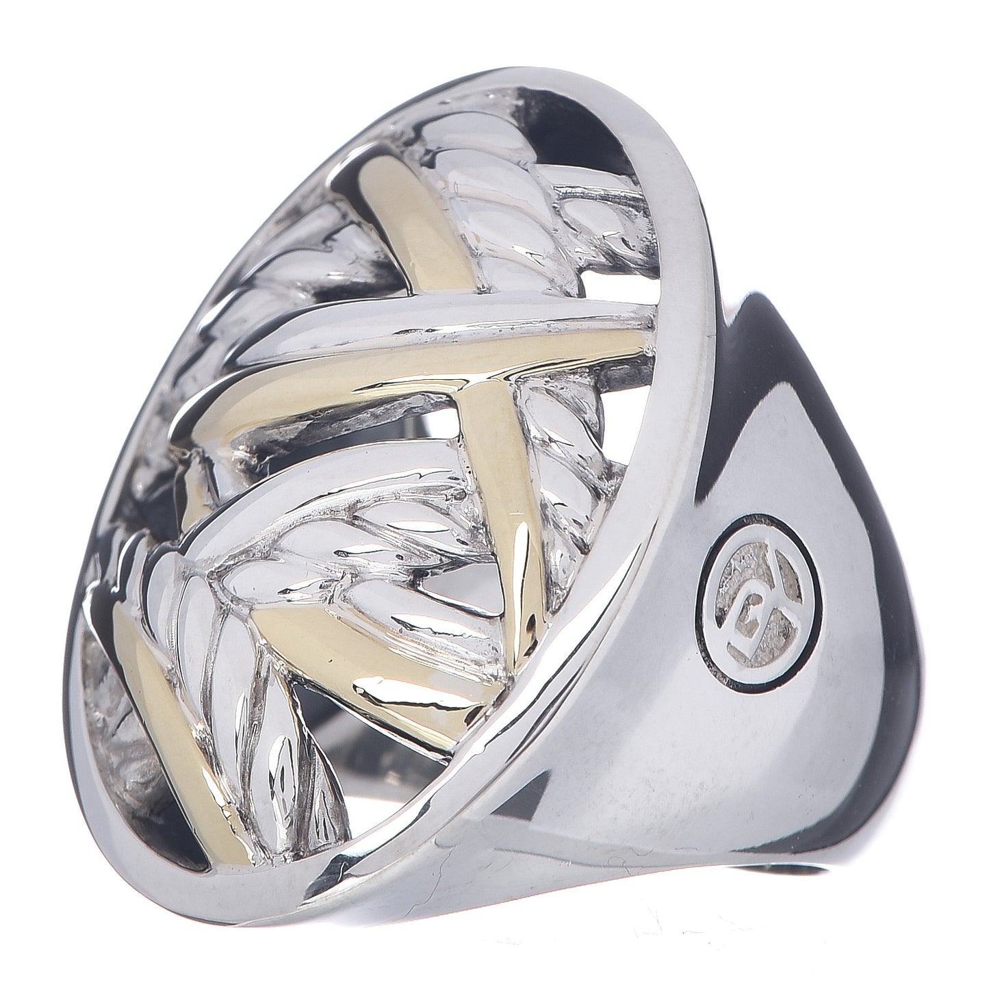 Sterling Silver 18K Yellow Gold Papyrus Ring 52 6