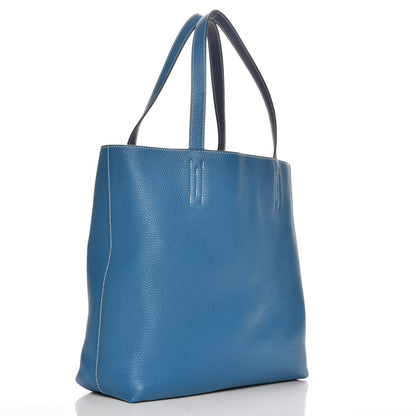 Hermes Taurillon Clemence Double Sens 45 Reversible Tote Bleu Electrique Graphite 8 of 11