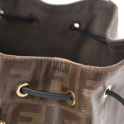 Fendi Glazed Fabric Vitello Grace F is Fendi FF 1974 Stamp Patch Grande Mon Tresor Bucket Bag Mogano Panna Black 15 of 16