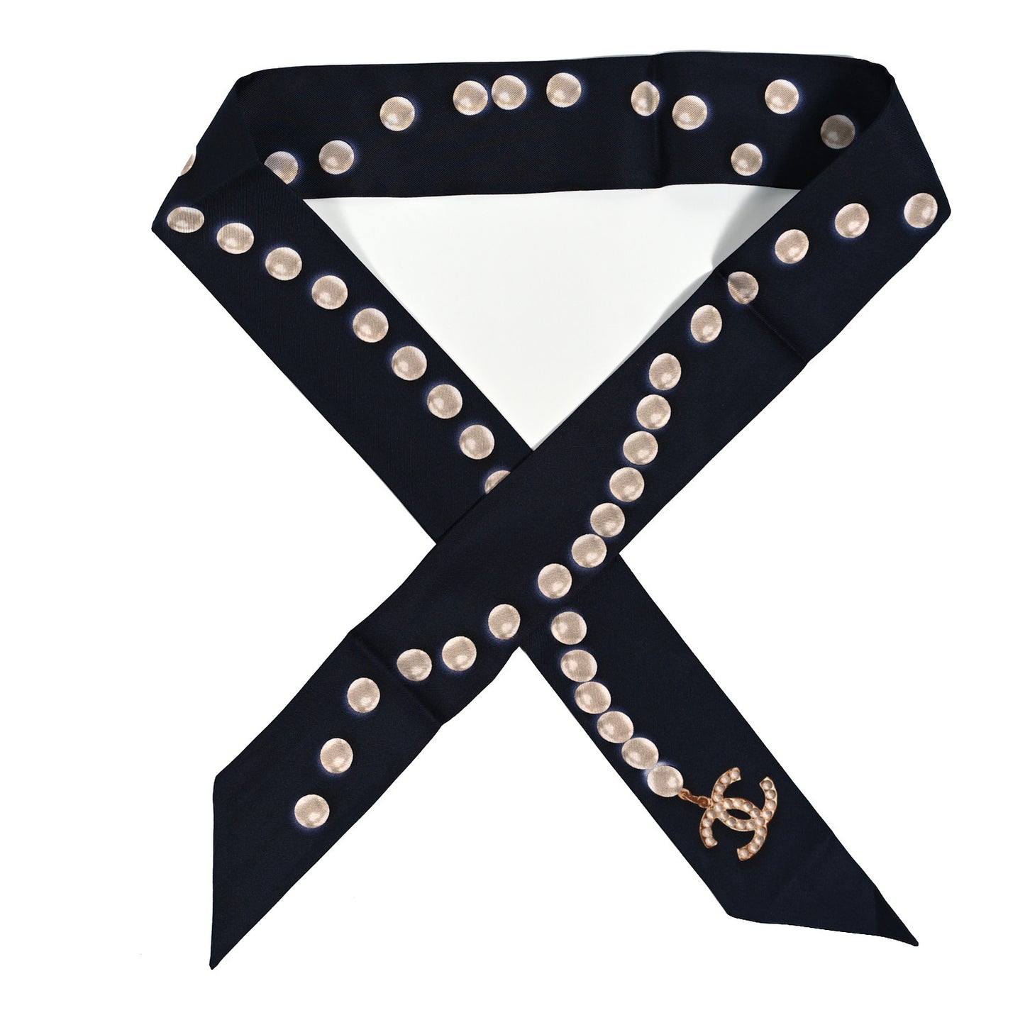 Silk Pearl CC Slim Bandeau Scarf Dark Navy