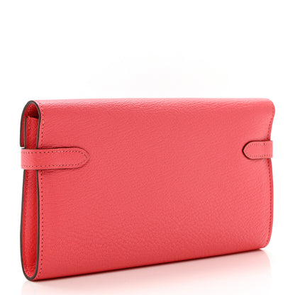 Hermes Chevre Mysore Kelly Longue Wallet Rose Lipstick 3 of 8