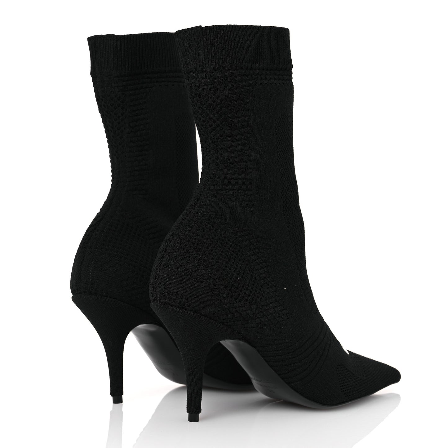 Textured Recycled Knit Logo Extreme Pointed Toe Knife 2.0 Booties 36 Black