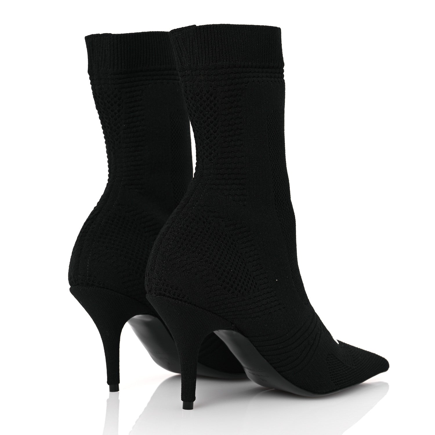 Balenciaga Textured Recycled Knit Logo Extreme Pointed Toe Knife 2.0 Booties 36 Black 5 of 10