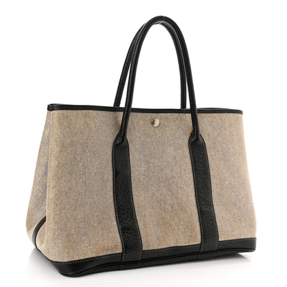 Hermes Twill H Negonda Garden Party 36 MM Tote Ecru Black 3 of 9
