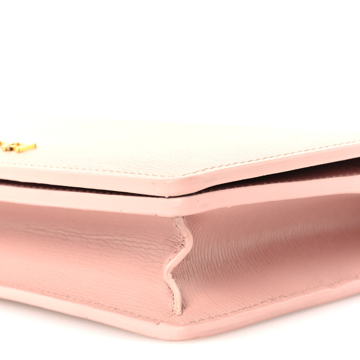 Gucci Textured Calfskin Script Logo Wallet On Chain Light Pink 10 of 10