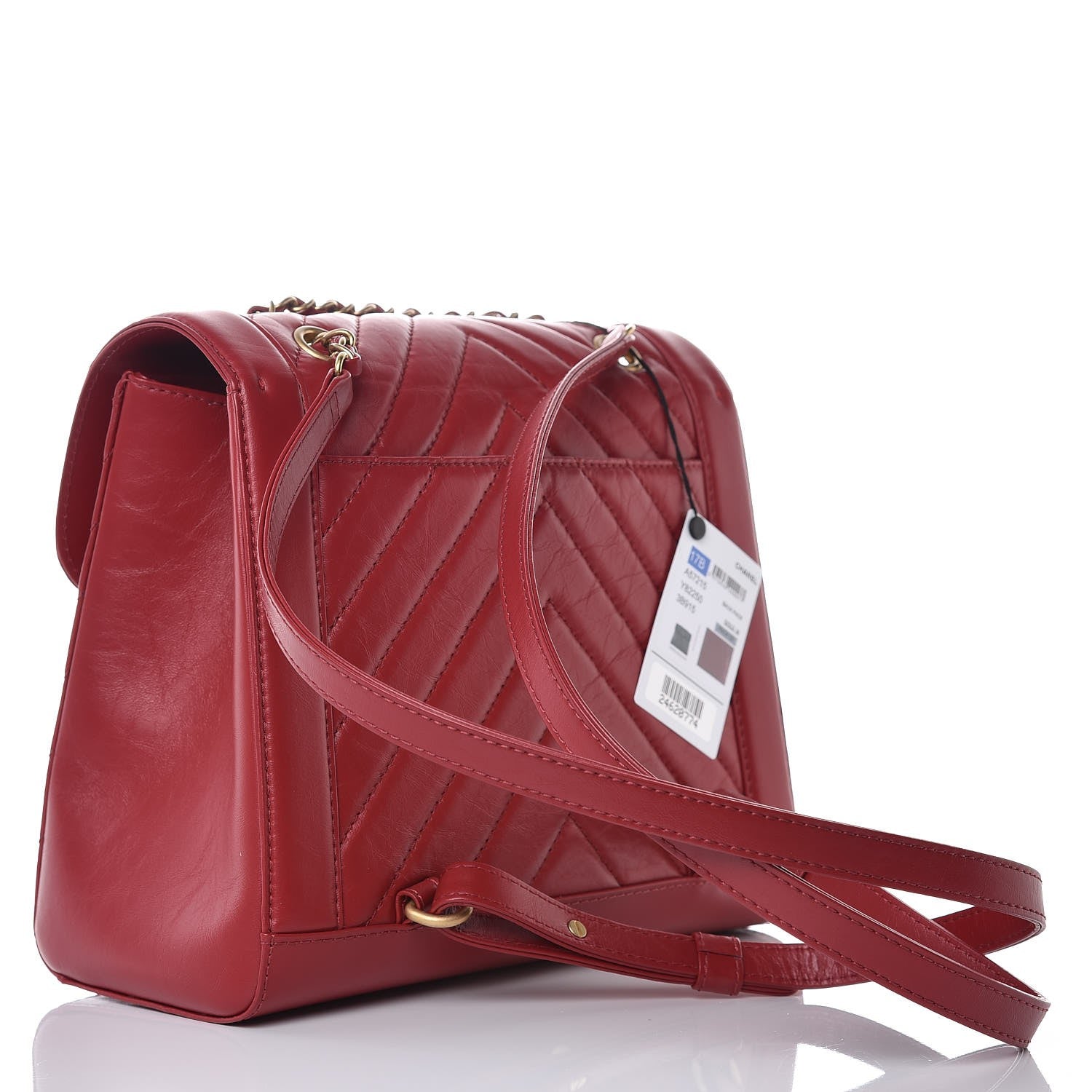 Chanel Aged Calfskin Chevron Quilted Backpack Red 3 of 8