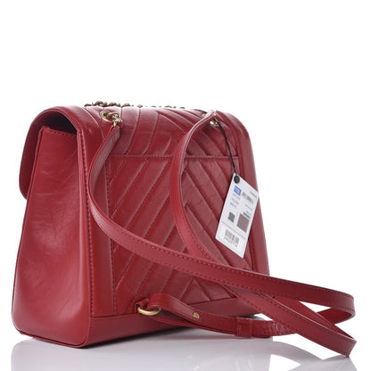 Chanel Aged Calfskin Chevron Quilted Backpack Red 3 of 8