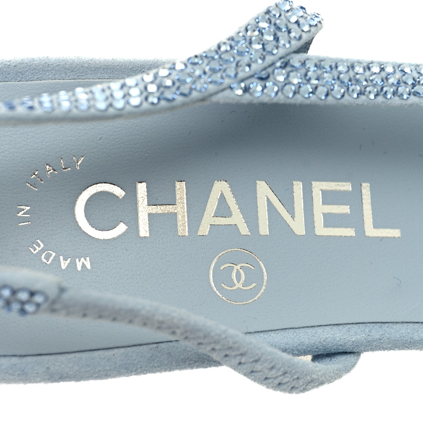 Strass Grosgrain Cap Toe CC Slingback Pumps 38 Blue Black