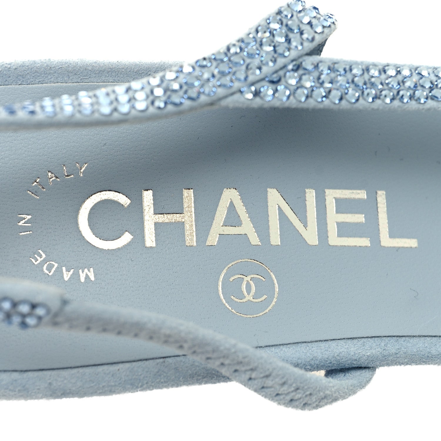 Chanel Strass Grosgrain Cap Toe CC Slingback Pumps 38 Blue Black 8 of 8