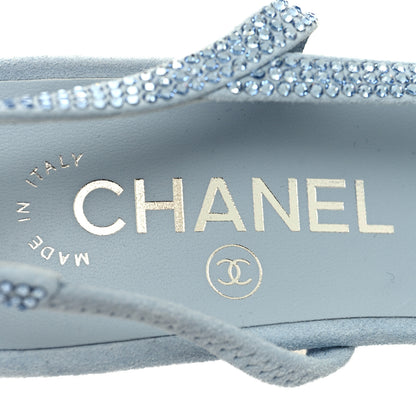 Chanel Strass Grosgrain Cap Toe CC Slingback Pumps 38 Blue Black 8 of 8