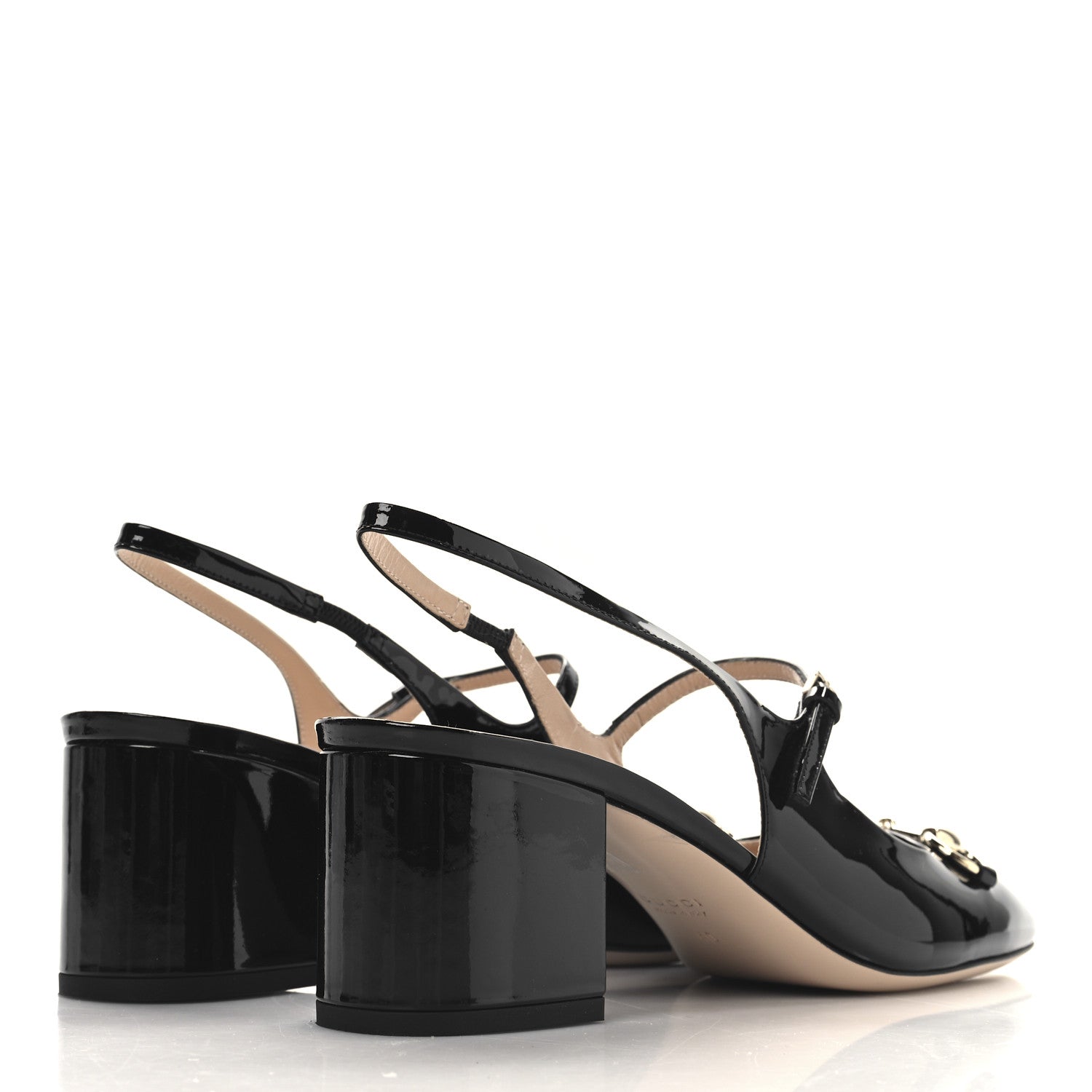 Gucci Patent Womens Horsebit Slingback Pumps 40 Black 5 of 10