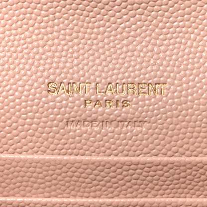 Saint Laurent Grain De Poudre Matelasse Chevron Small Monogram Envelope Wallet Pale Pink 6 of 7