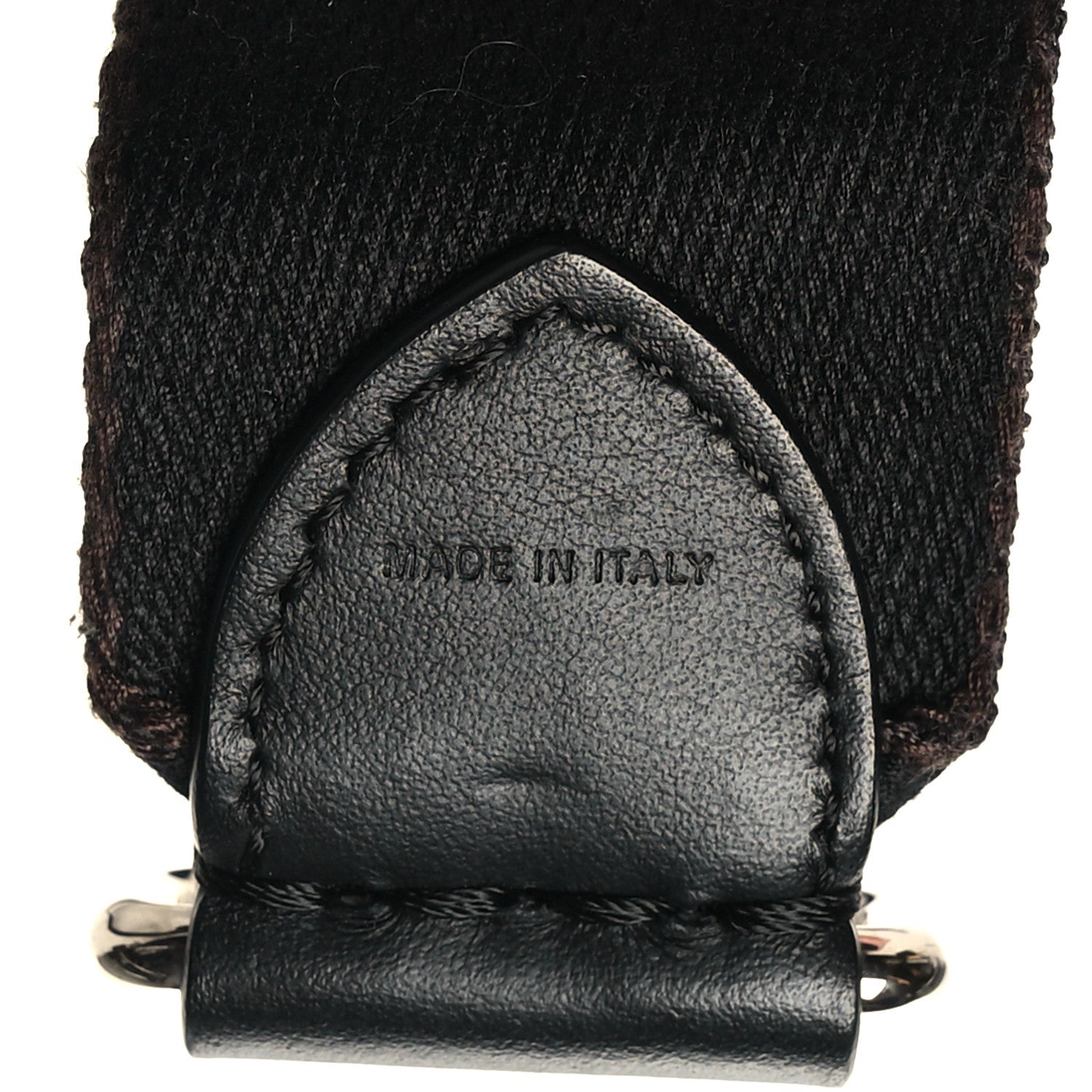 Fendi Ribbon Vitello Century FF Striped Strap You Black Tobacco 6 of 6
