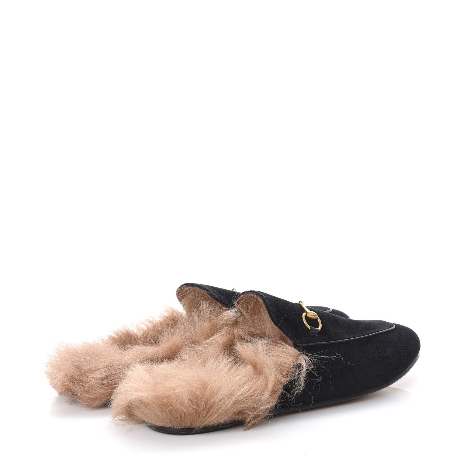 Gucci Velvet Fur Womens Princetown Slippers 41 Black 4 of 8