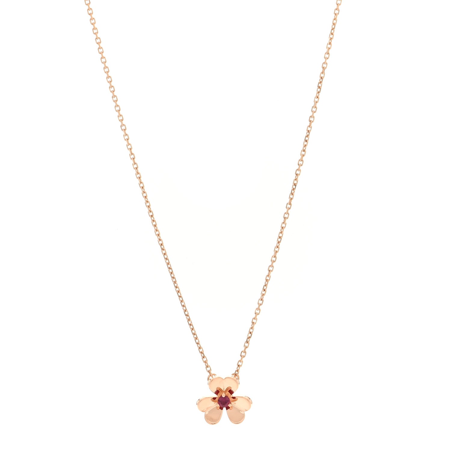 Van Cleef & Arpels 18K Rose Gold Ruby Mini Frivole Pendant Necklace 1 of 5