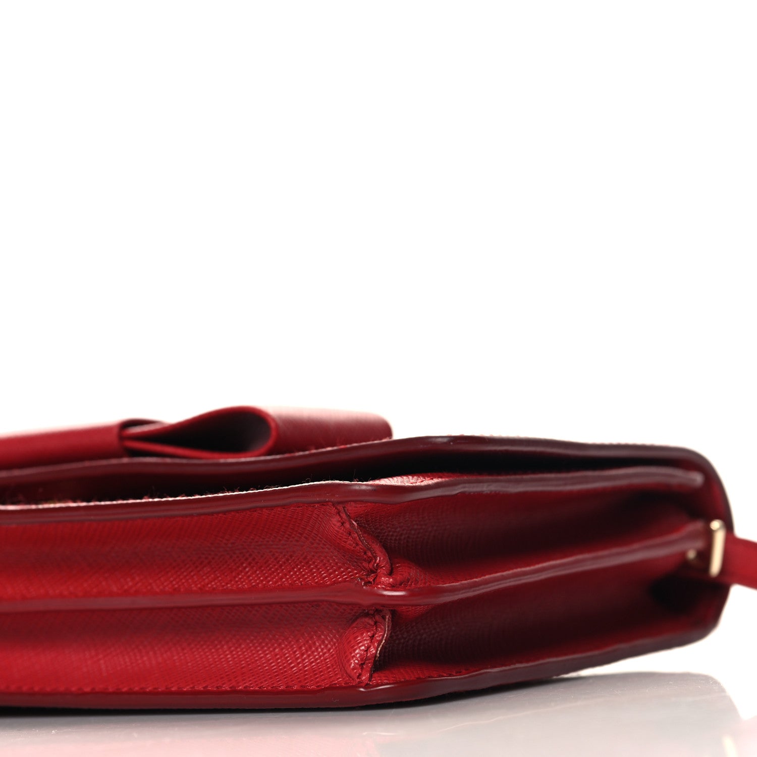 Prada Saffiano Fiocco Bow Flap Wallet Fuoco 10 of 13