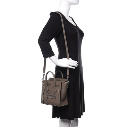 Celine Drummed Calfskin Nano Luggage Souris 2 of 9