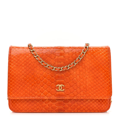 Chanel Snakeskin Wallet On Chain WOC Orange 1 of 16