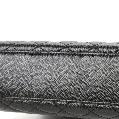 Saint Laurent Grain De Poudre Textured Mixed Matelasse Large Triquilt Monogram Monochrome Satchel Black 12 of 13