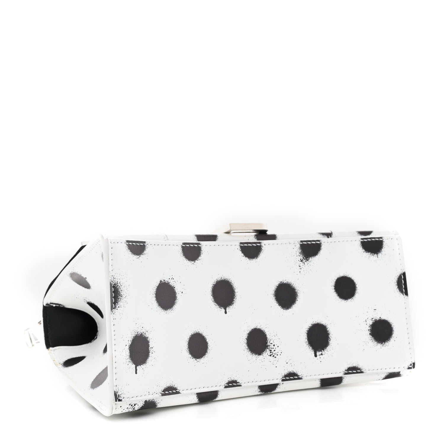 Balenciaga Smooth Calfskin Spray Polka Dot Small Hourglass Top Handle Bag White Black 4 of 10