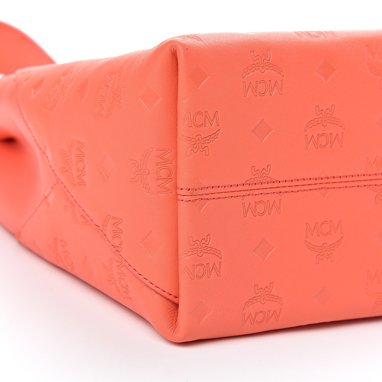 MCM Calfskin Ottomar Monogram Medium Klara Hobo Hot Coral 8 of 11