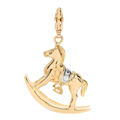 Tiffany 18K Yellow Gold Platinum Diamond Rocking Horse Charm 3 of 4