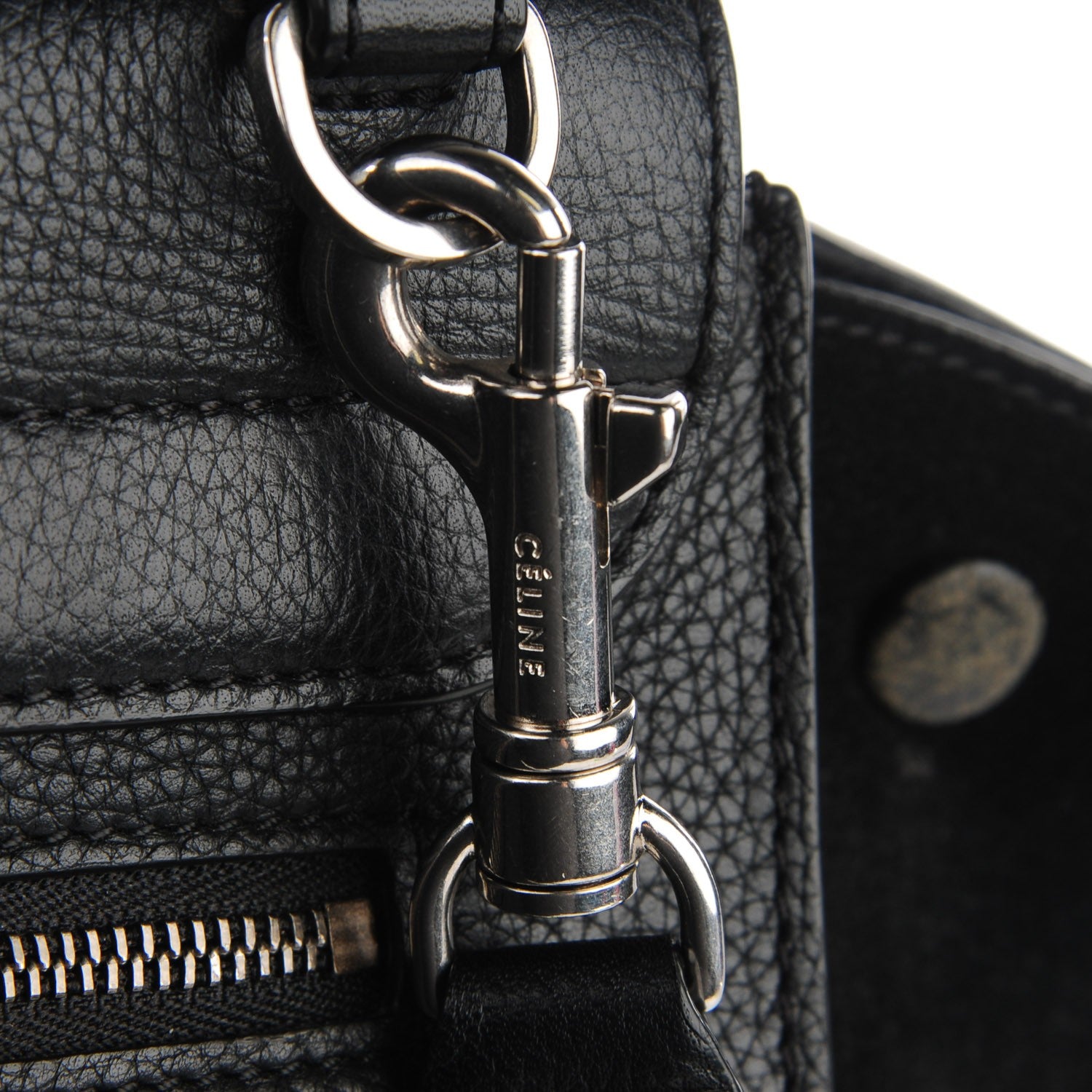 Celine Drummed Calfskin Suede Medium Trapeze Black 6 of 9