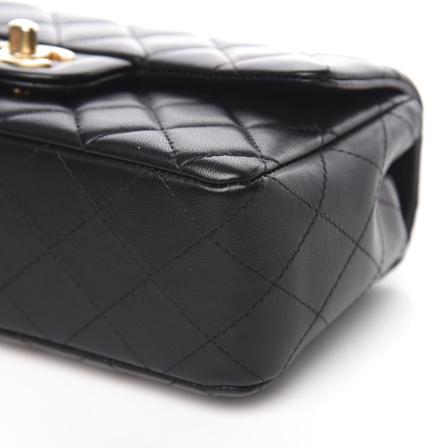Lambskin Quilted Mini Rectangular Flap Black
