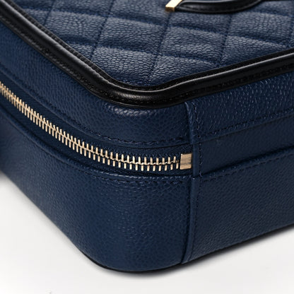 Chanel Caviar Quilted Small CC Filigree Vanity Case Navy Black 9 of 12