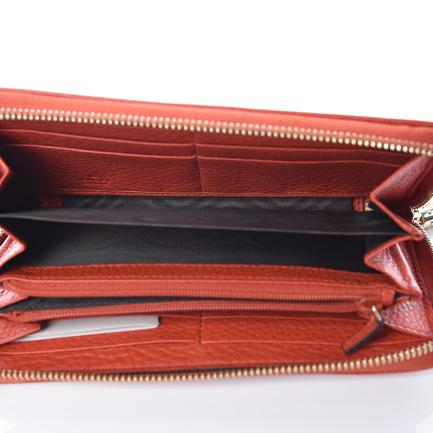 Pebbled Calfskin Soho Zip Around Wallet Sun Orange