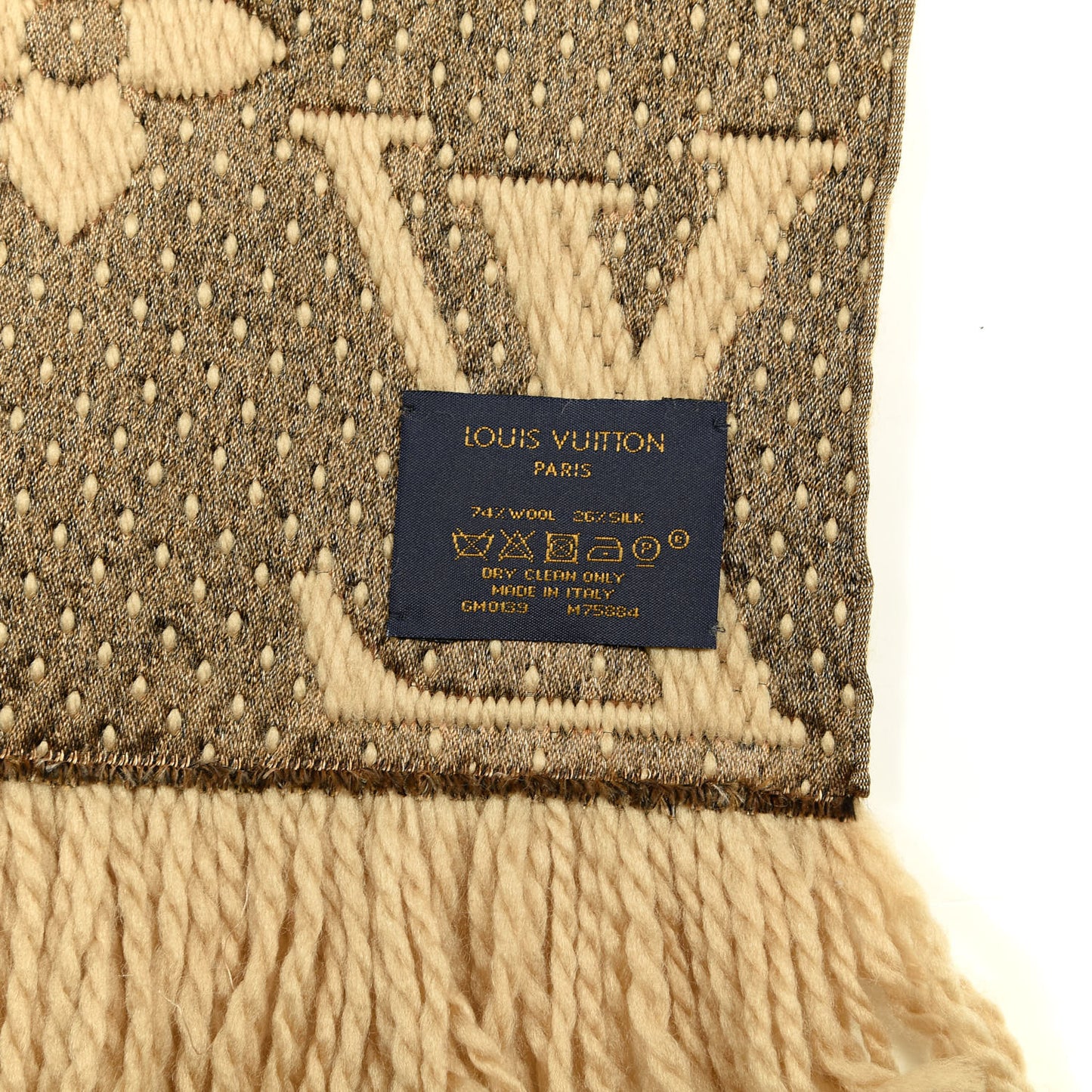 Wool Silk Monogram Giant Jungle Logomania Shine Scarf Beige