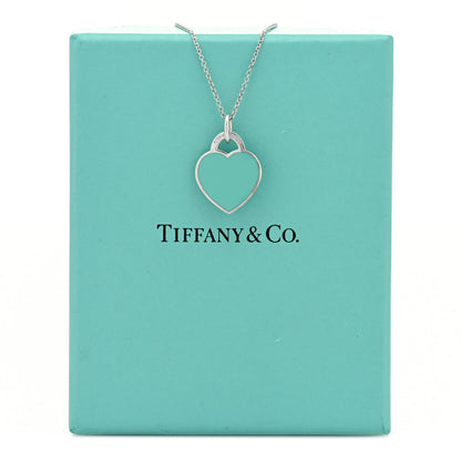 Tiffany Sterling Silver Enamel Small Return to Tiffany Heart Pendant Necklace Blue 6 of 6