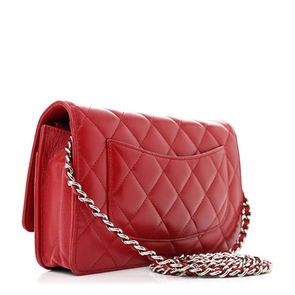 Chanel Lambskin Quilted Wallet On Chain WOC Red 3 of 12