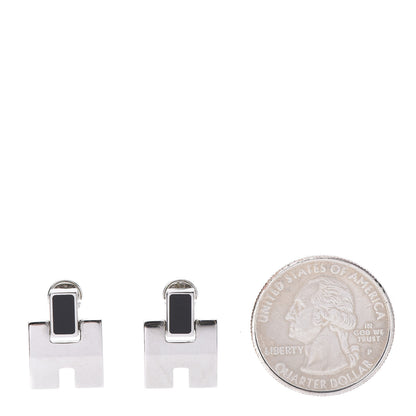 Hermes Palladium Lacquer Eileen Earrings Black 2 of 5