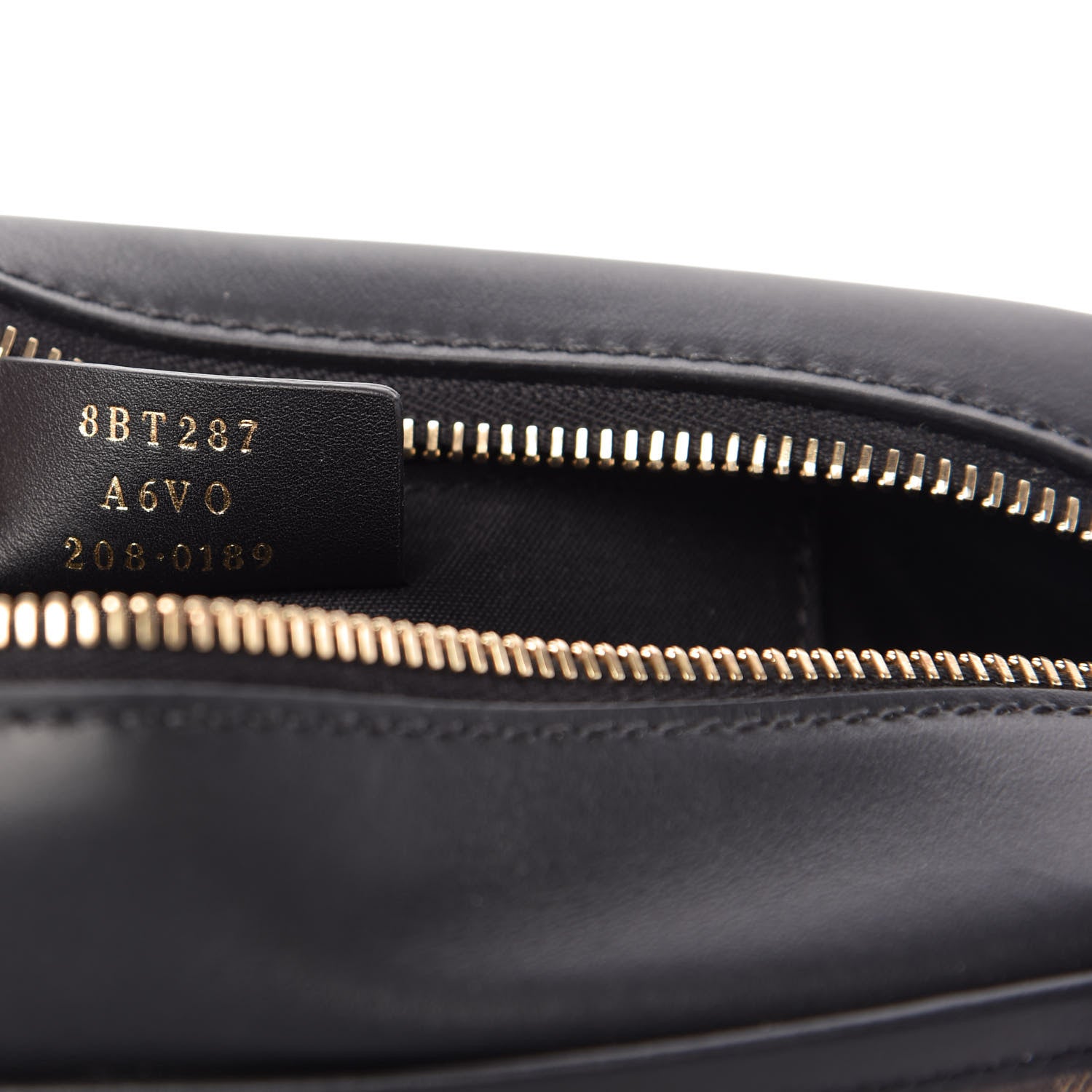 Fendi Glazed Fabric Vitello Century FF 1974 Stamp Patch Camera Case Mogano Panna Black 9 of 9