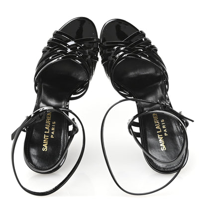 Saint Laurent Patent Platform Criss Cross Sandals 37 Black 2 of 8
