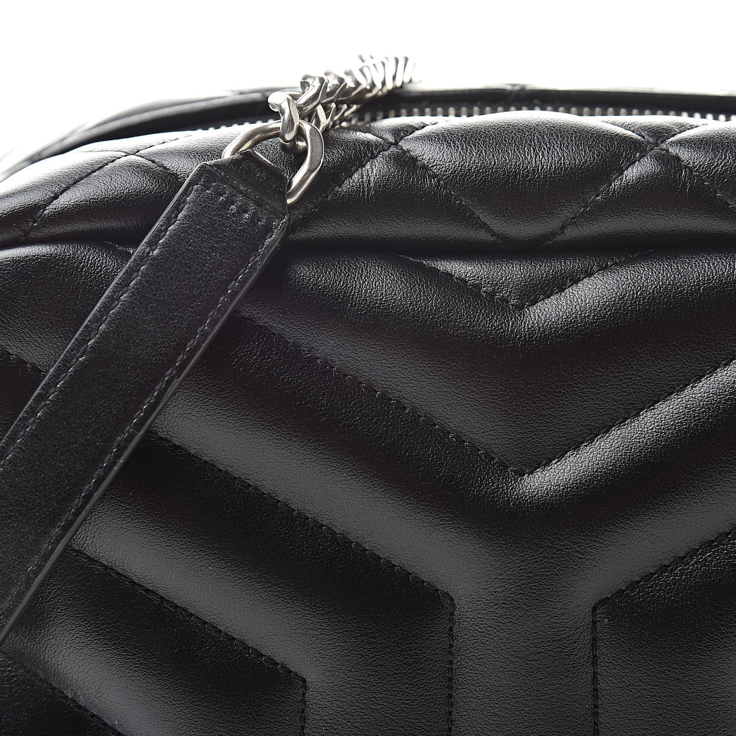 Calfskin Y Quilted Monogram Small Loulou Bowling Bag Black