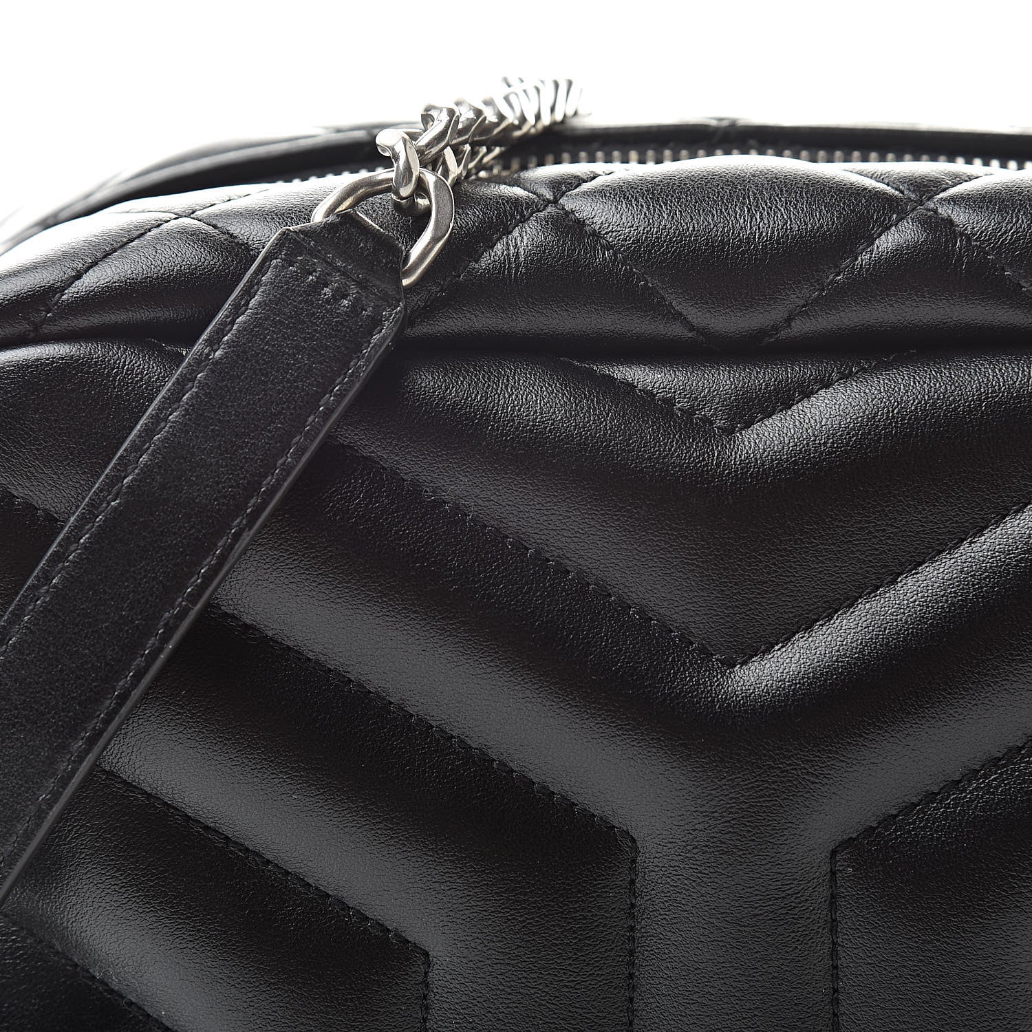 Saint Laurent Calfskin Y Quilted Monogram Small Loulou Bowling Bag Black 8 of 11
