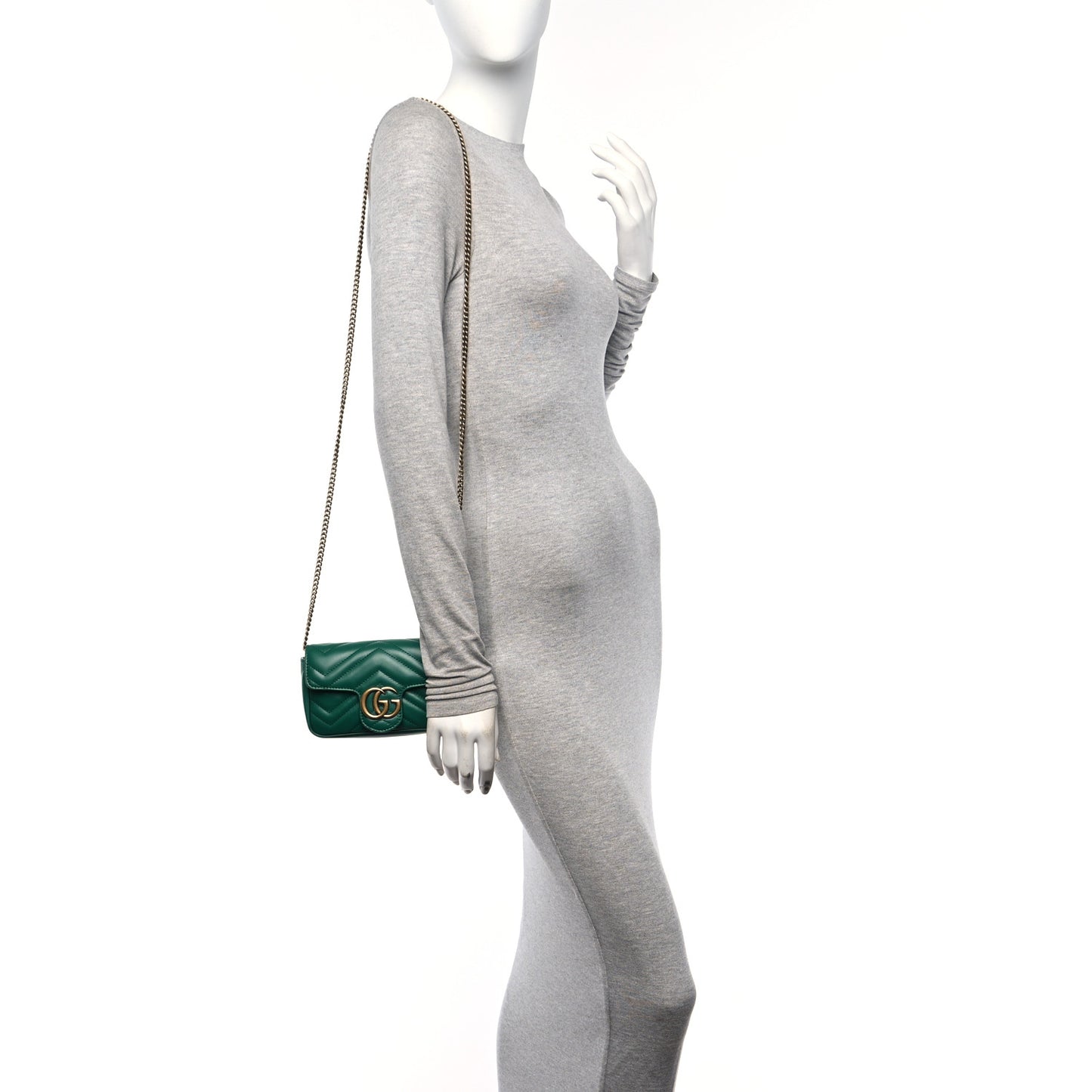 Calfskin Matelasse Super Mini GG Marmont Shoulder Bag Emerald Green