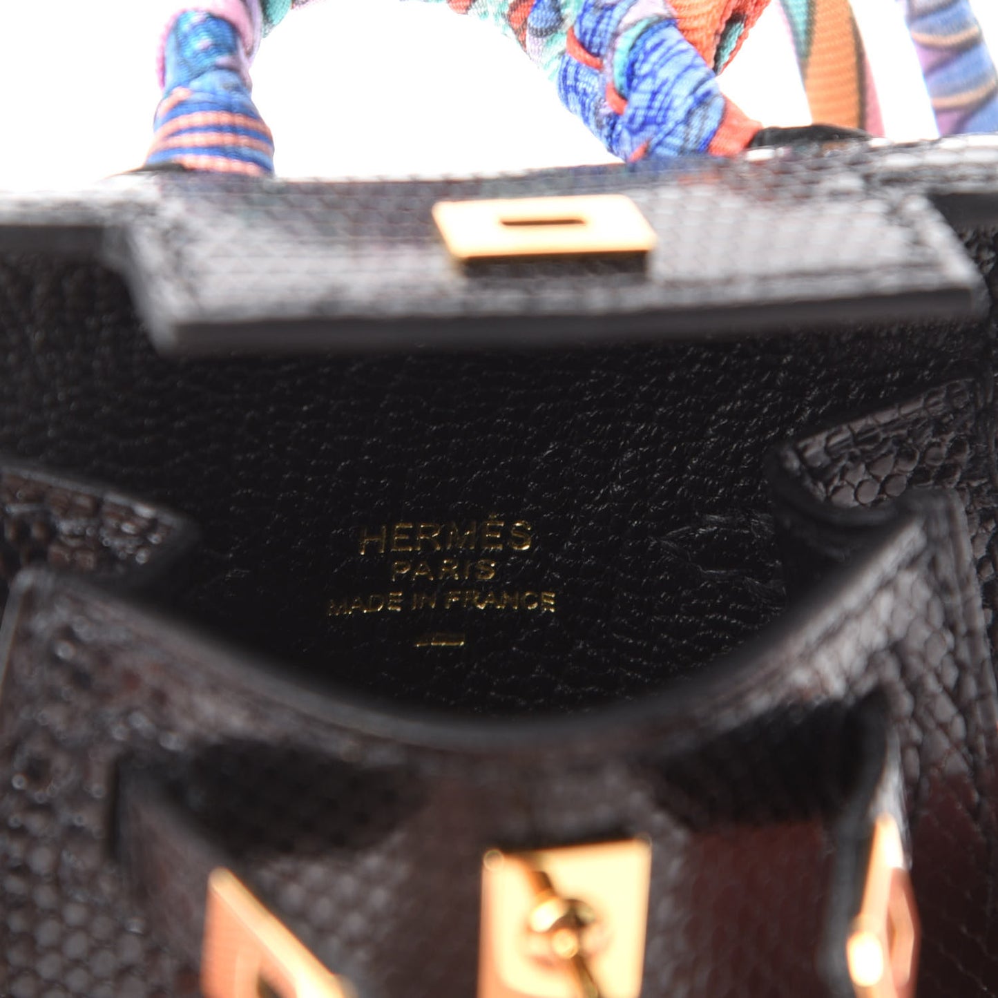 Lizard Mini Kelly Twilly Bag Charm Black