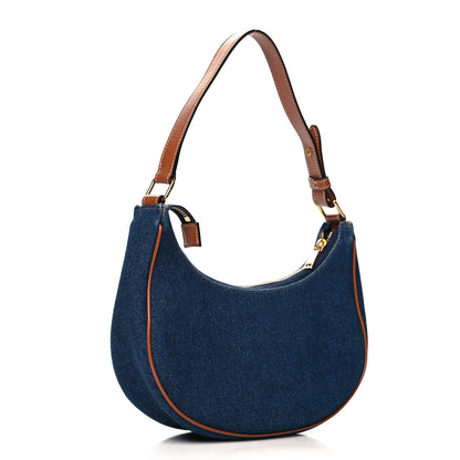 Celine Denim Ava Shoulder Bag Navy Tan 3 of 11