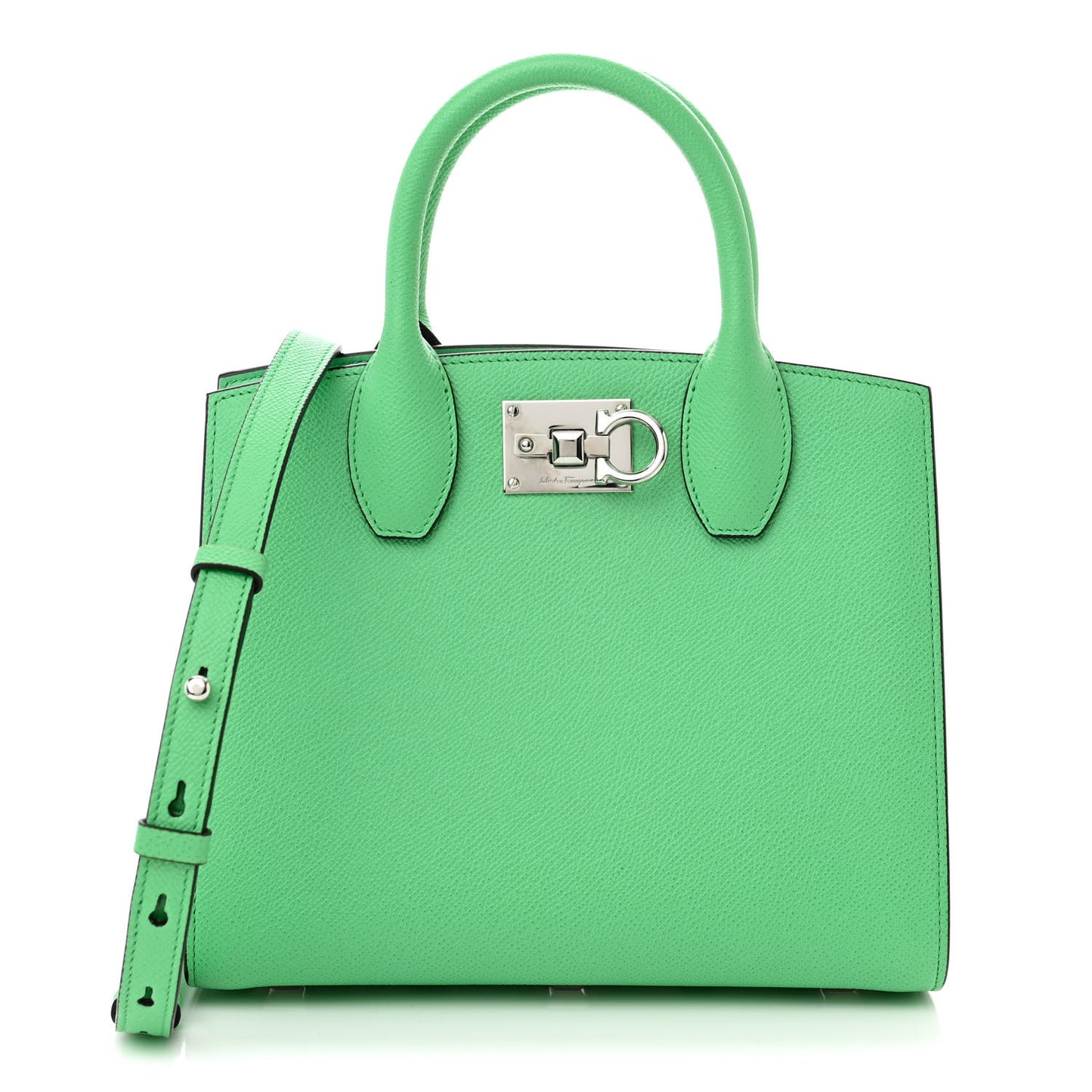 Hammered Calfskin Small The Studio Box Bag Green