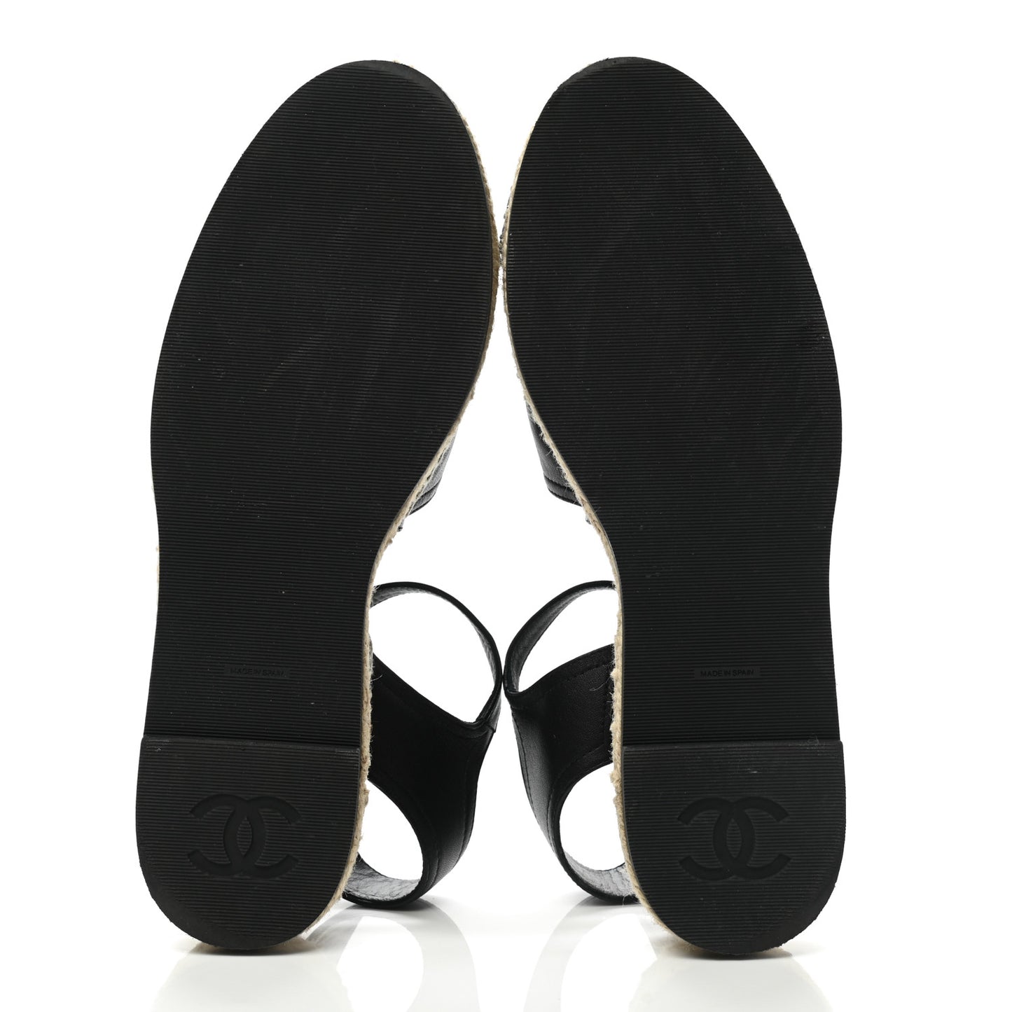 Lambskin Cap Toe CC Espadrilles Sandals 38 Black