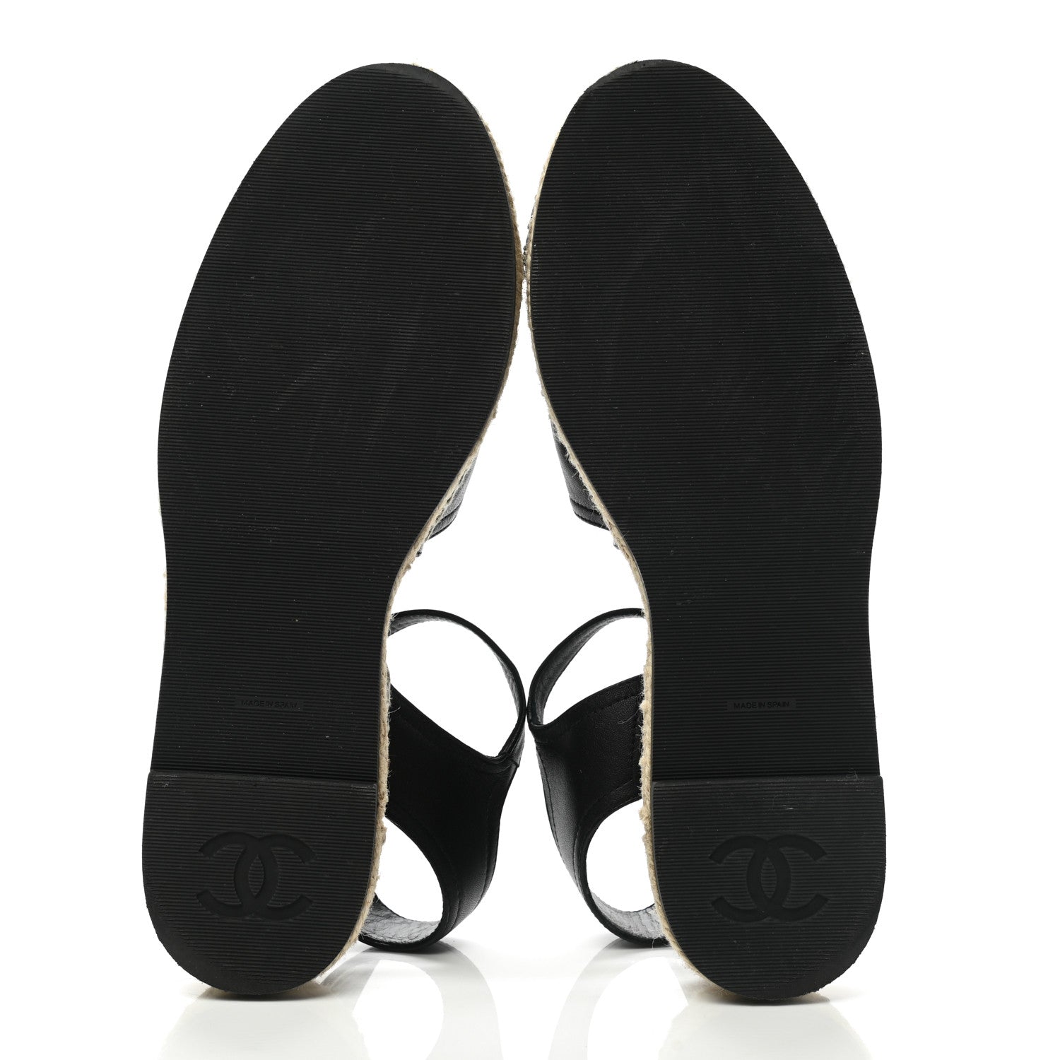 Chanel Lambskin Cap Toe CC Espadrilles Sandals 38 Black 5 of 10