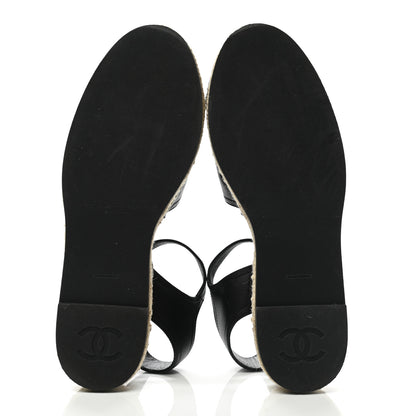 Chanel Lambskin Cap Toe CC Espadrilles Sandals 38 Black 5 of 10